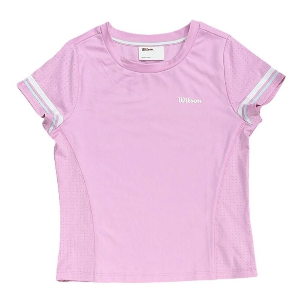 Wilson Girl's Athletic Fit Short Sleeve Breathable Active Top - Pink